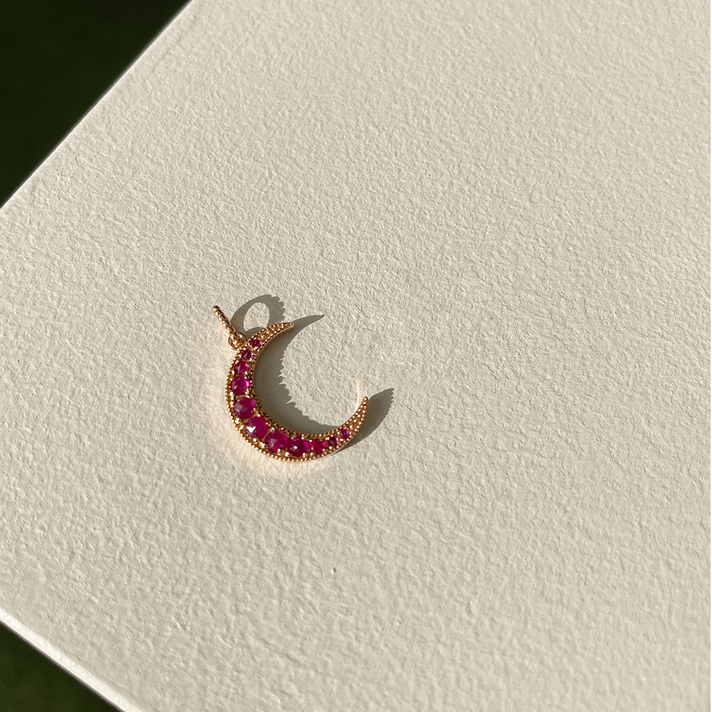 [Purple LABEL #23]18K Ruby DIANA Moon Pendant - Limited Edition