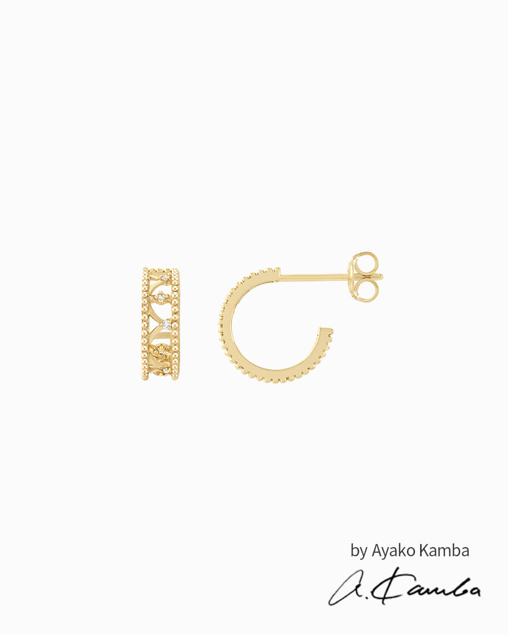 14K 카루셀 다이아몬드 귀걸이 by Ayako Kamba