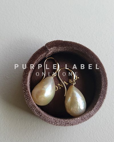 [Purple LABEL] 14K 빈티지 옐로우 바로크 진주 드롭 귀걸이