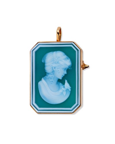 [ VINTAGE ] Woman with Bird Cameo Pendant &amp; Brooch