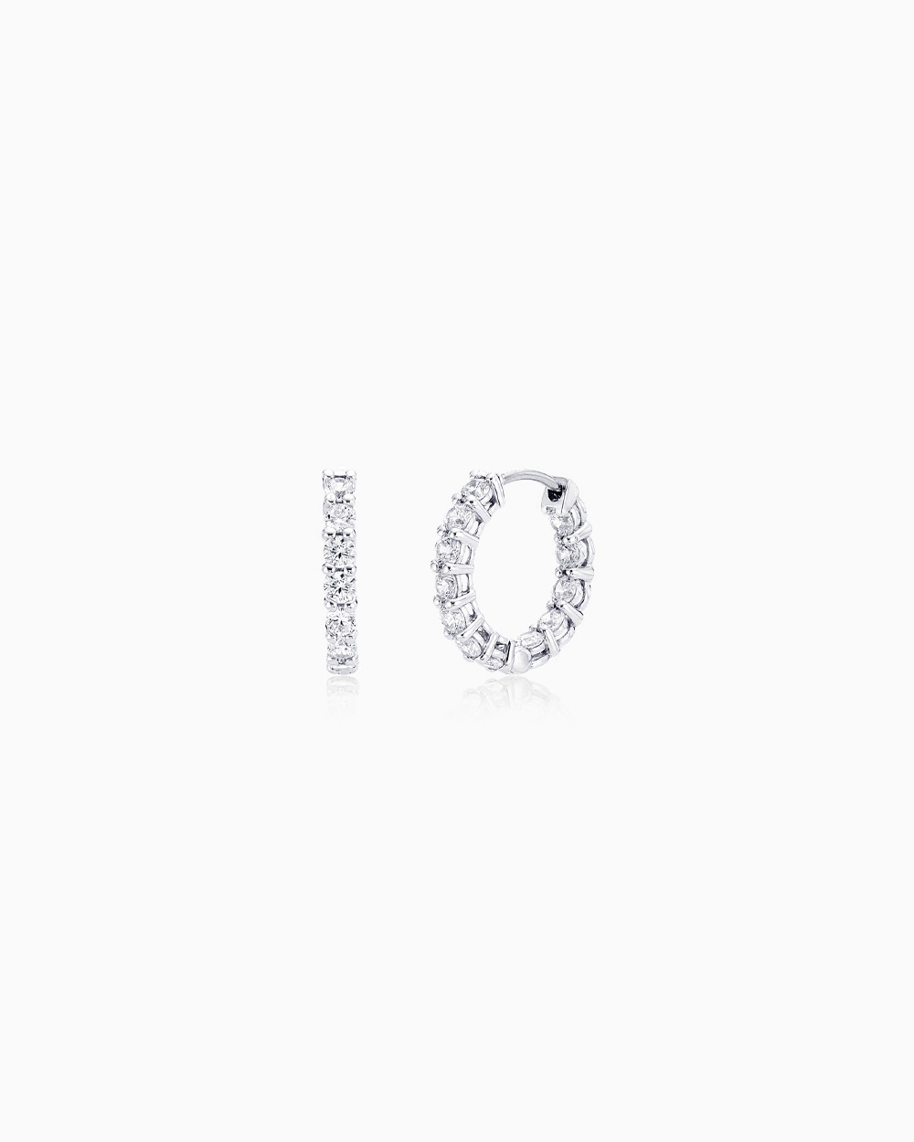 14K 18K 클래식 다이아몬드 테니스 귀걸이 [ 2mm_2 Size ]